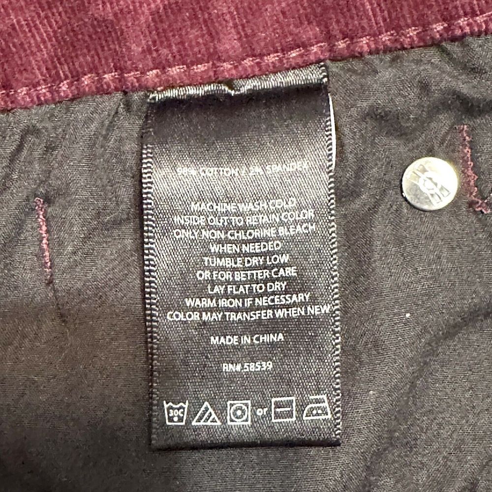 KUT FROM THE KLOTH pants women Size 12 Diana Skinny Corduroy Jeans burgundy red - Picture 15 of 16
